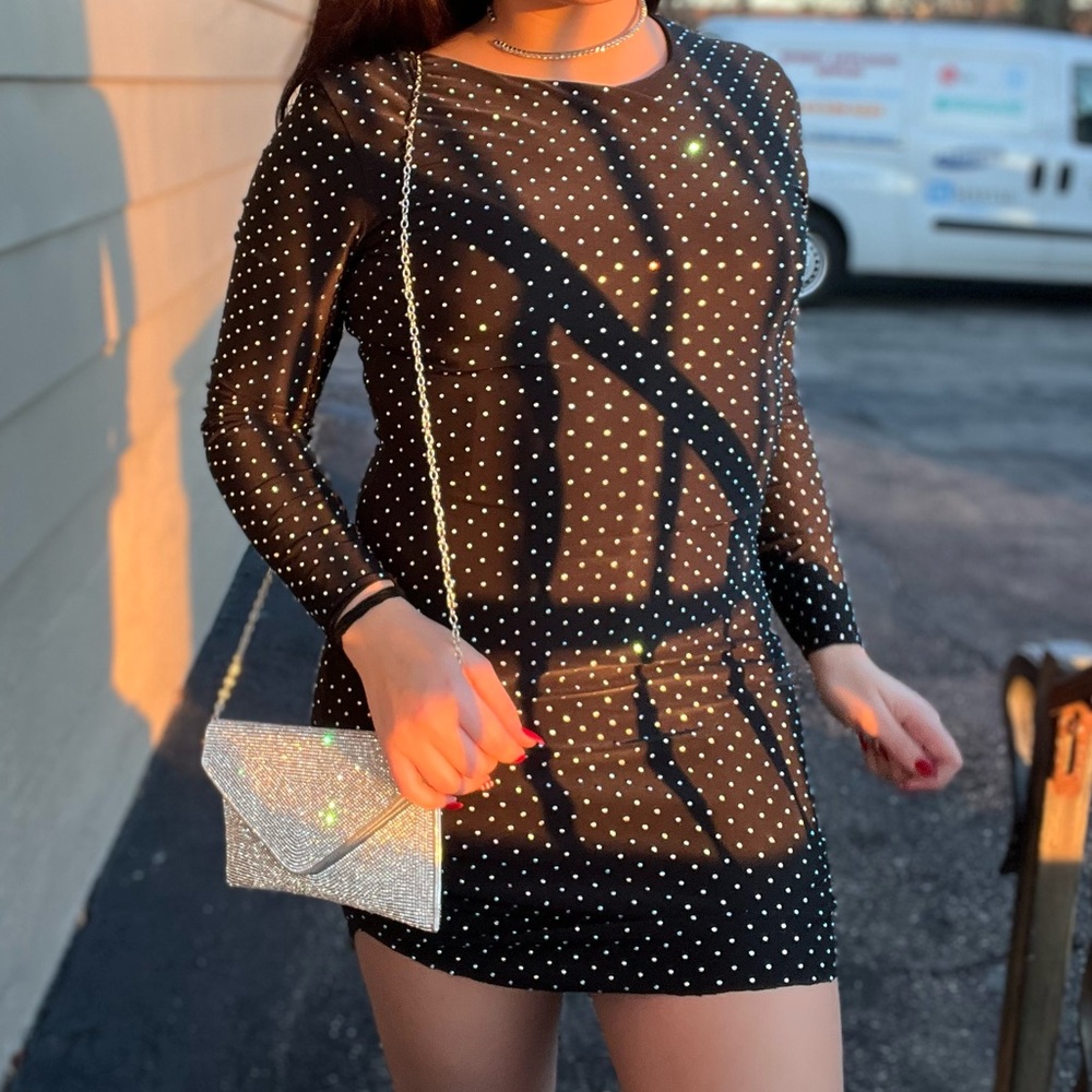 Black sequin mini dress